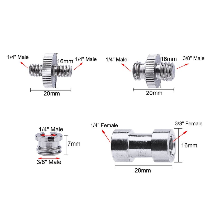 Sunmns 1/4 Inch and 3/8 Inch Converter Threaded Screws Adapter Mount Set for Camera/Tripod/Monopod/Ballhead, 21 Pieces - Image 2